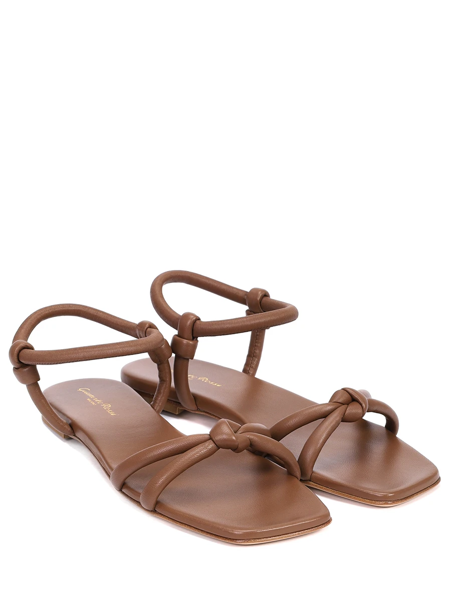 Сандалии кожаные Juno GIANVITO ROSSI G32324-05CUO-NAPCUOI Коричневый  Фото 2