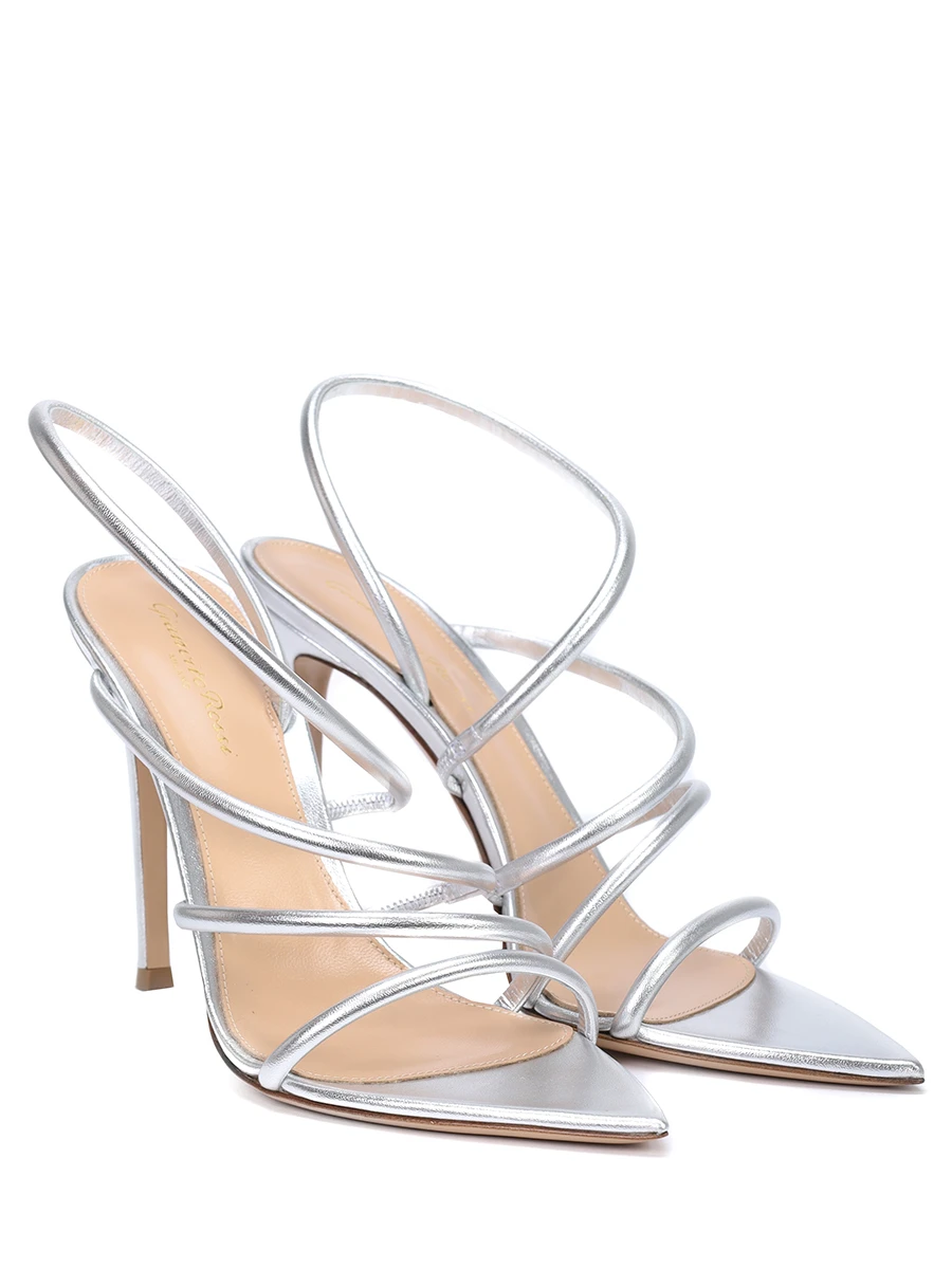 Босоножки кожаные Ettie GIANVITO ROSSI G32441-15RIC-NPSARGE Серебряный  Фото 2
