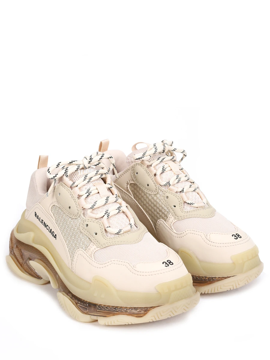 Кроссовки комбинированные Triple S BALENCIAGA 544351W2GA1 9710 Бежевый  Фото 2