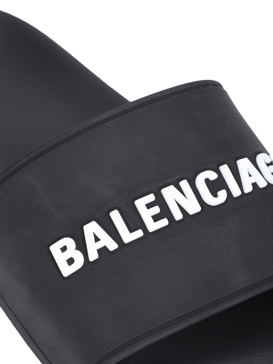 Шлепанцы резиновые Pool BALENCIAGA 565547W1S80 1006 Черный  Фото 5