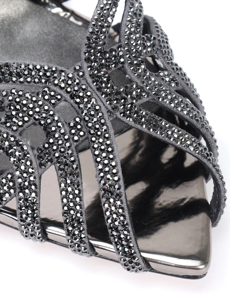 Босоножки кожаные LE SILLA 2310B100RCPPMRA922 Стразы Серебряный  Фото 5