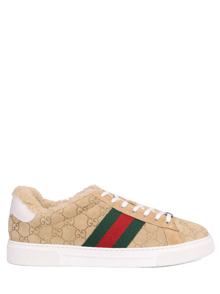 Кеды замшевые Ace GUCCI 798562AADUT9567 Бежевый 