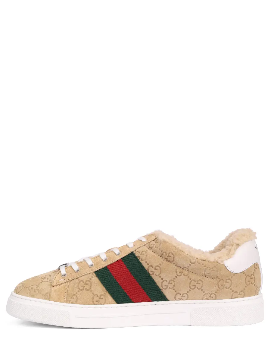 Кеды замшевые Ace GUCCI 798562AADUT9567 Бежевый  Фото 3