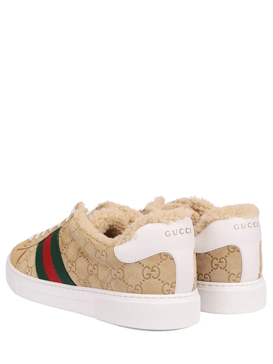 Кеды замшевые Ace GUCCI 798562AADUT9567 Бежевый  Фото 4