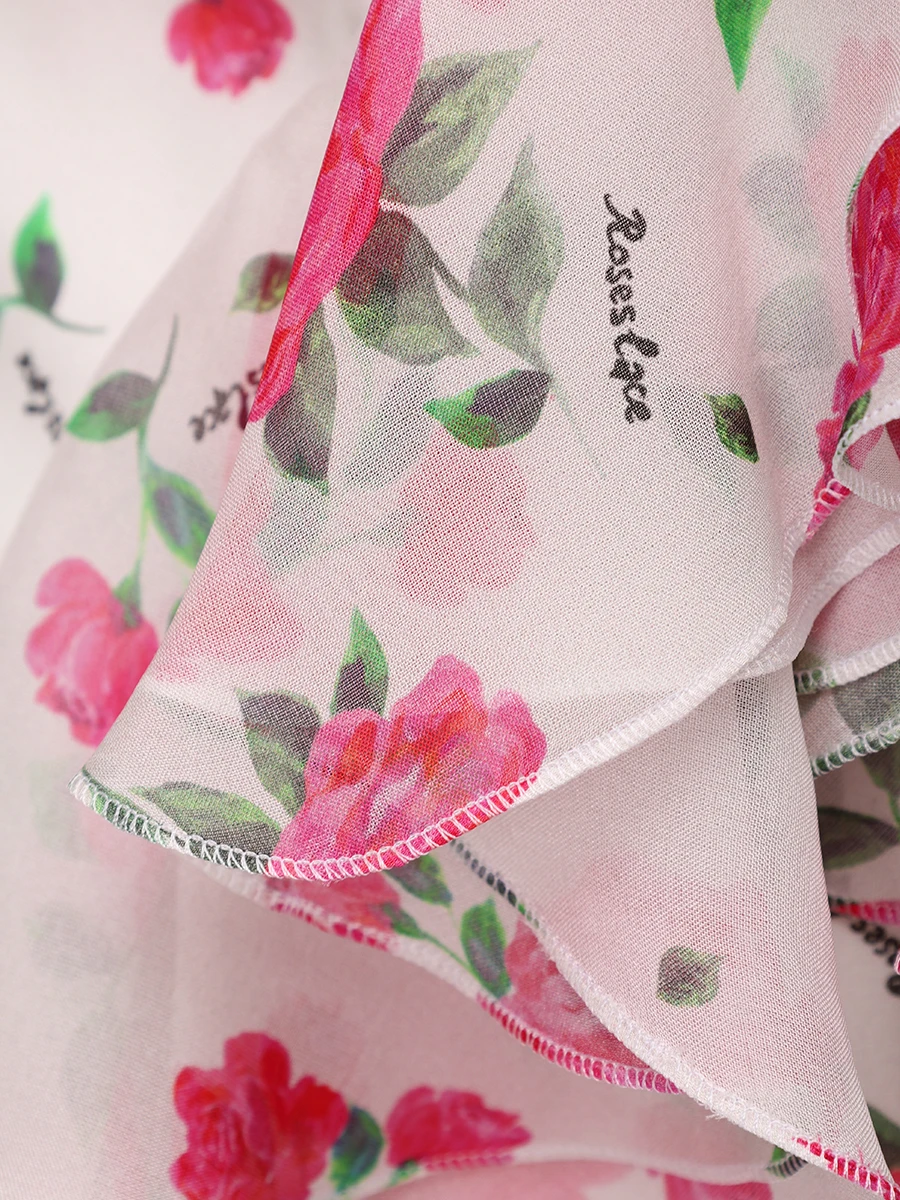 Платье шелковое ROSES AND LACE R24SS_D017CF23_P13L/02 Молочный Цветочный принт  Фото 6