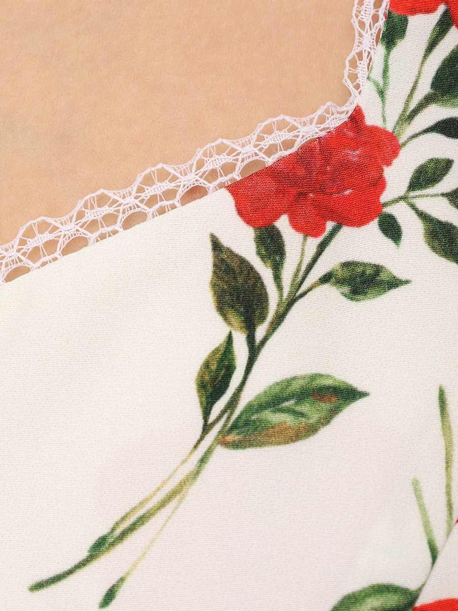 

Блуза шелковая, Цветочный принт, R24SS_T025CD23_P09М/01 Молочный