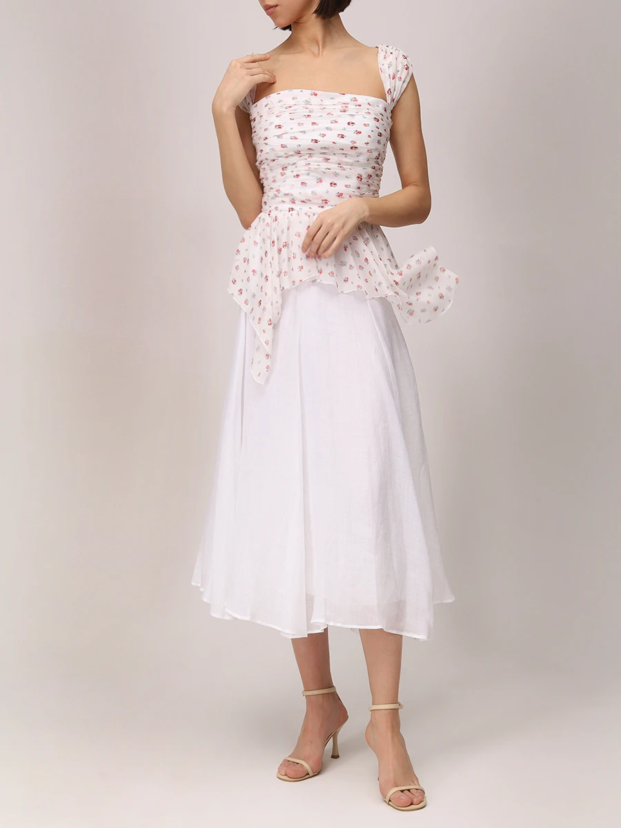 Топ шелковый ROSES AND LACE R24SS_T007CF23_P09S/01 Цветочный принт  Фото 2