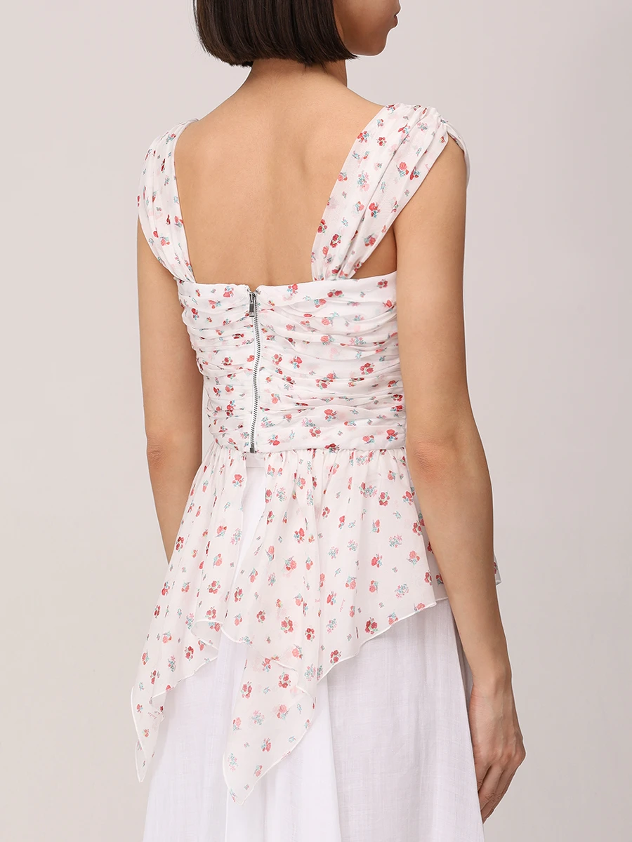 Топ шелковый ROSES AND LACE R24SS_T007CF23_P09S/01 Цветочный принт  Фото 3