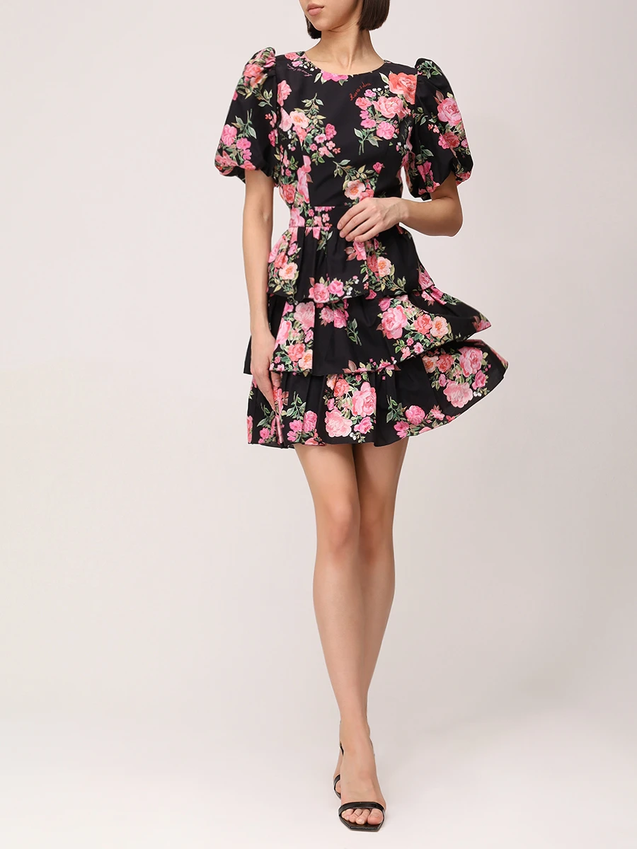 Платье из хлопка и шелка ROSES AND LACE R24SS_D024CT01_P14M/01 Черный  Фото 2