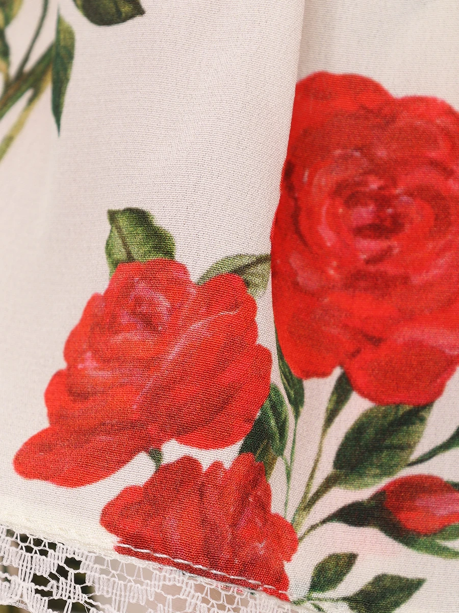 Юбка шелковая ROSES AND LACE R24SS_В072CD23_P09М/01 Молочный Цветочный принт  Фото 6