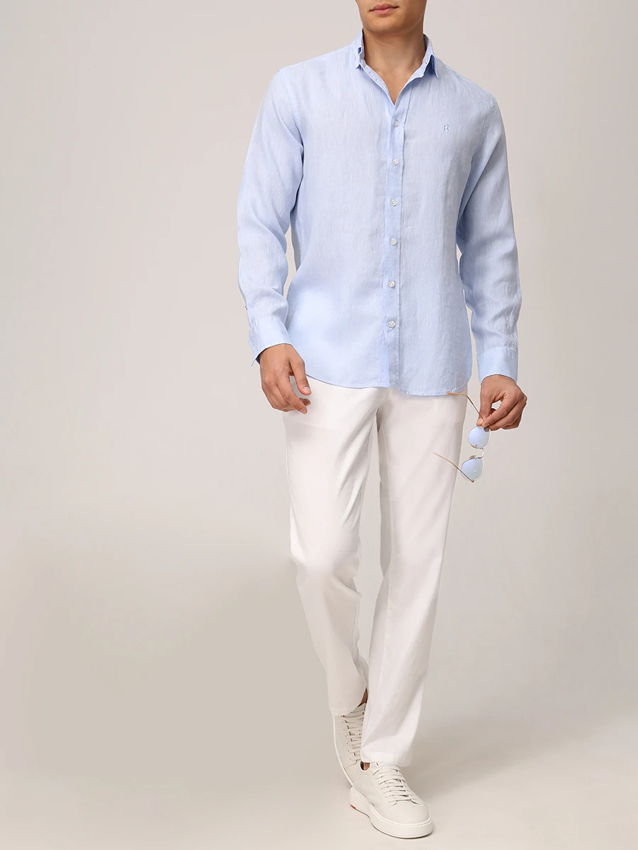 Рубашка Slim Fit льняная Timi BOGNER 58842973/331 TIMI Голубой  Фото 2