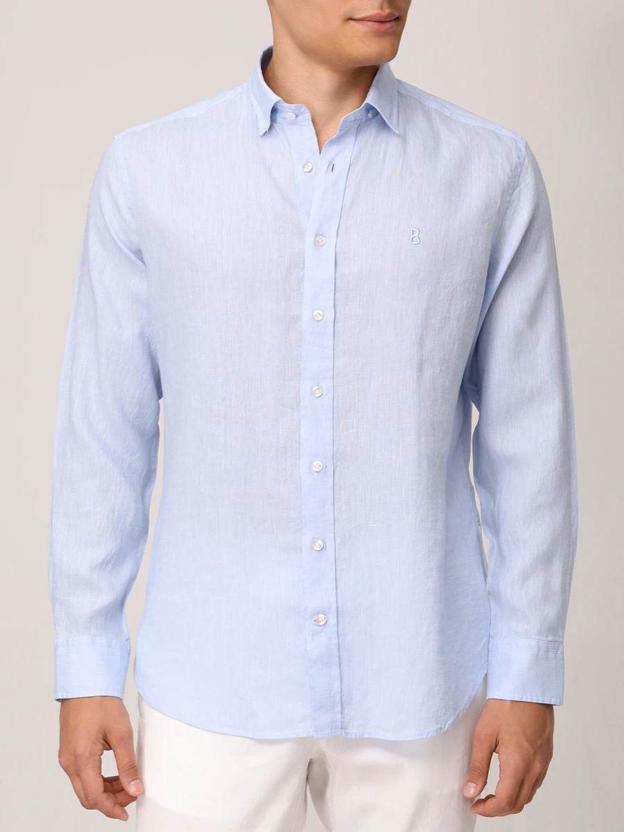 Рубашка Slim Fit льняная Timi BOGNER 58842973/331 TIMI Голубой  Фото 4