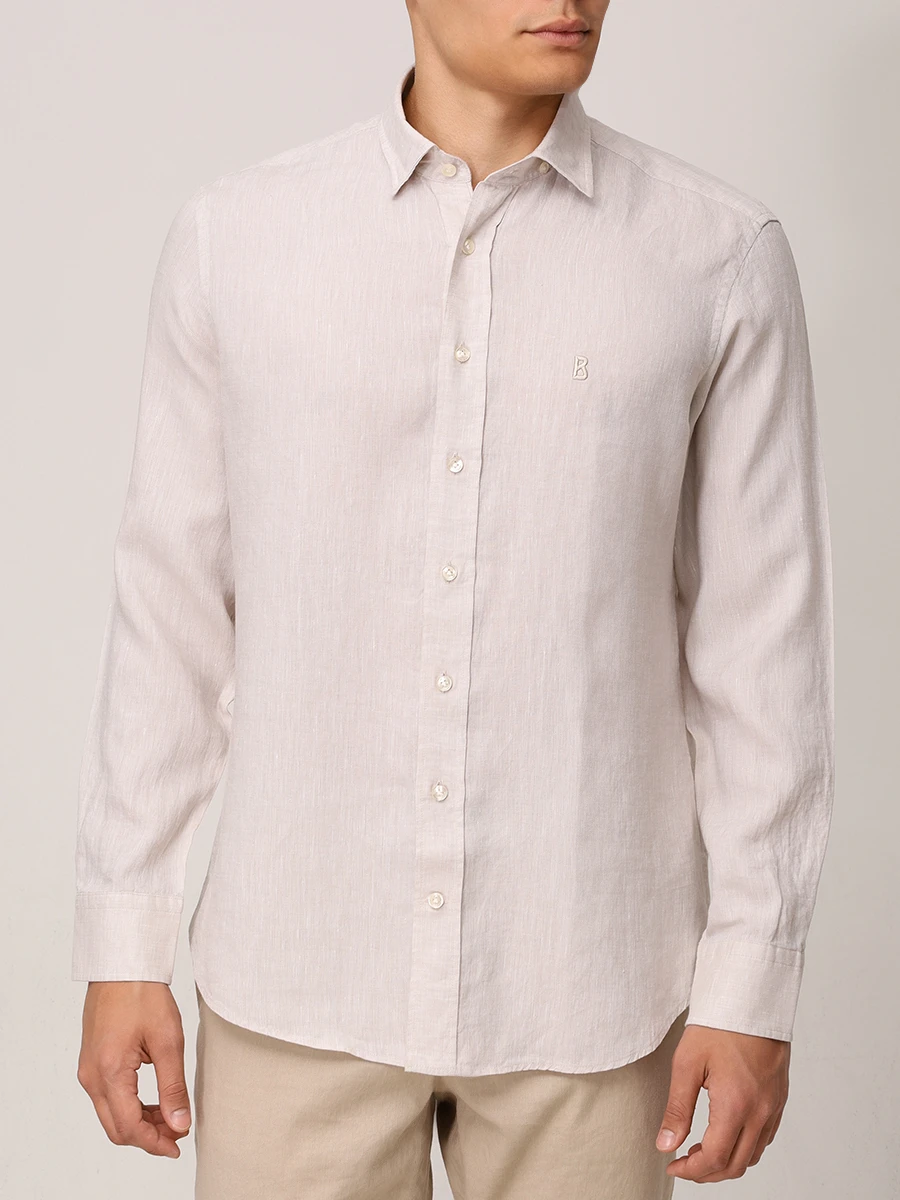 Рубашка Slim Fit льняная Timi BOGNER 58842973/766 TIMI Бежевый  Фото 4