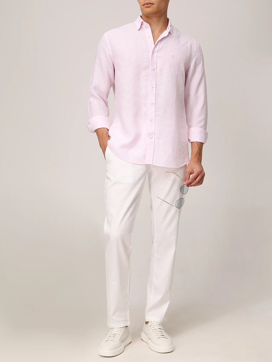 Рубашка Slim Fit льняная Timi BOGNER 58848064/605 TIMI Розовый  Фото 2