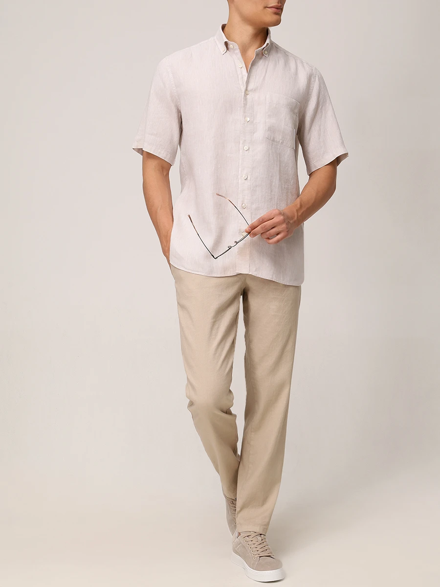 Рубашка Slim Fit льняная Lykos BOGNER 58892973/766 LYKOS-4 Бежевый  Фото 2
