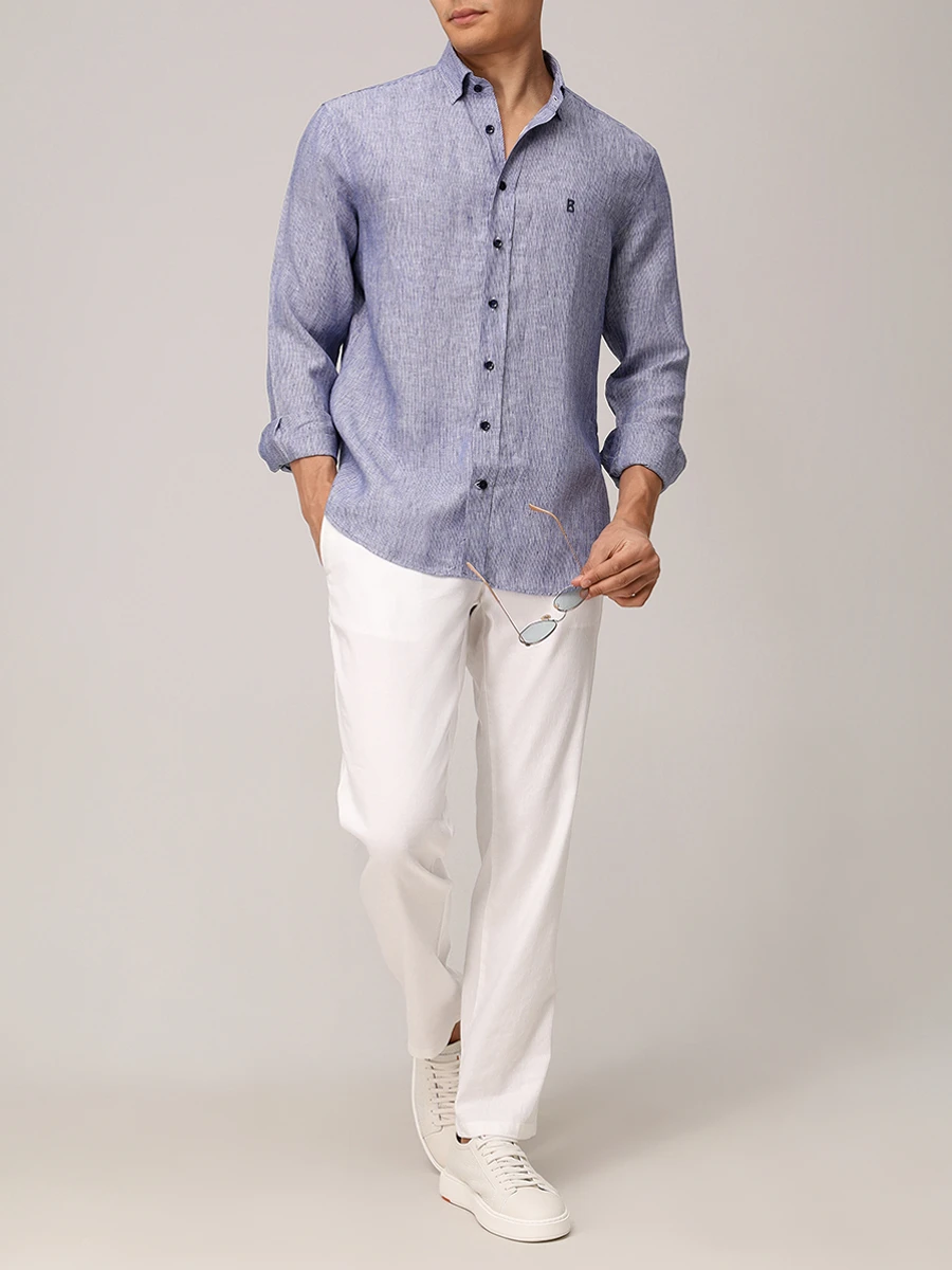 Рубашка Slim Fit льняная Timi BOGNER 58848064/464 TIMI Синий  Фото 2