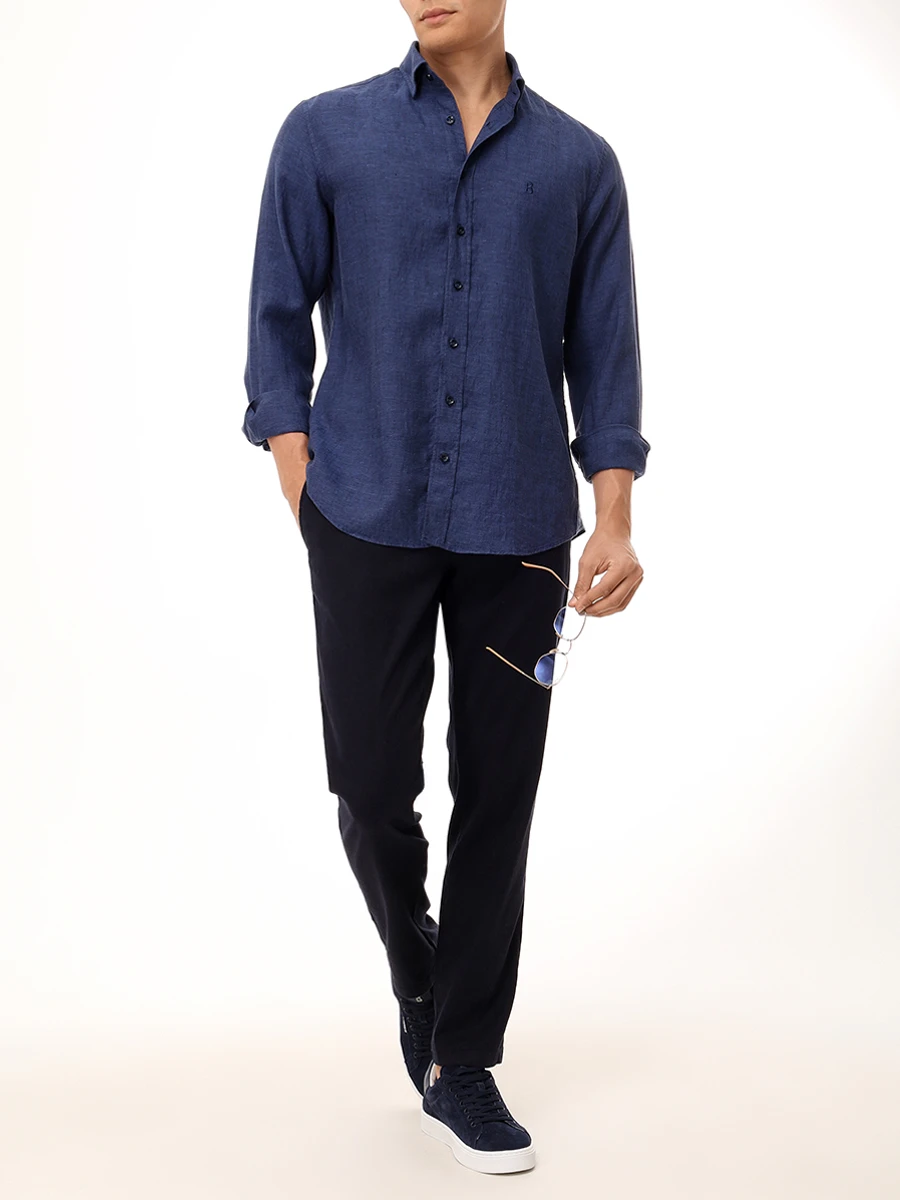 Рубашка Slim Fit льняная Timi BOGNER 58842973/464 TIMI Синий  Фото 2
