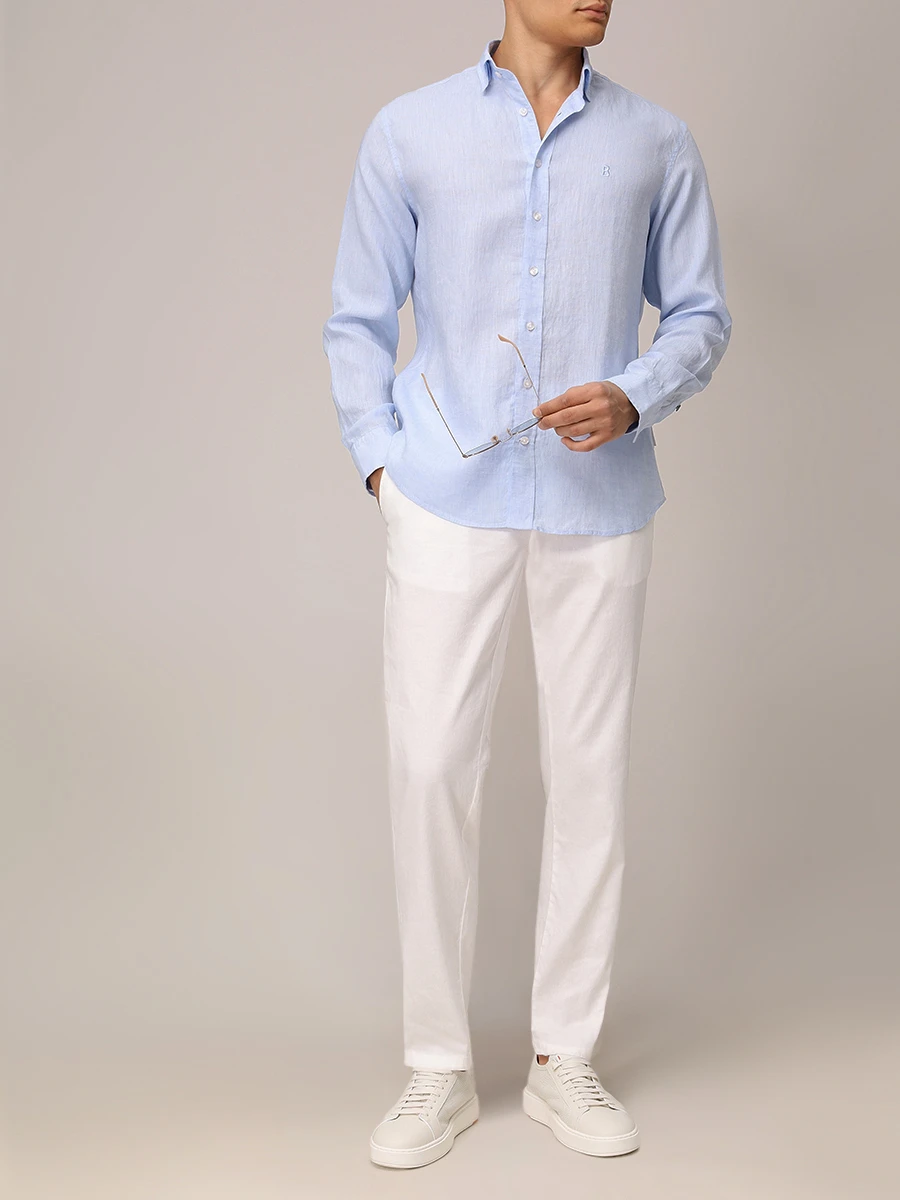 Рубашка Slim Fit льняная Timi BOGNER 58842973/331 TIMI Голубой  Фото 2