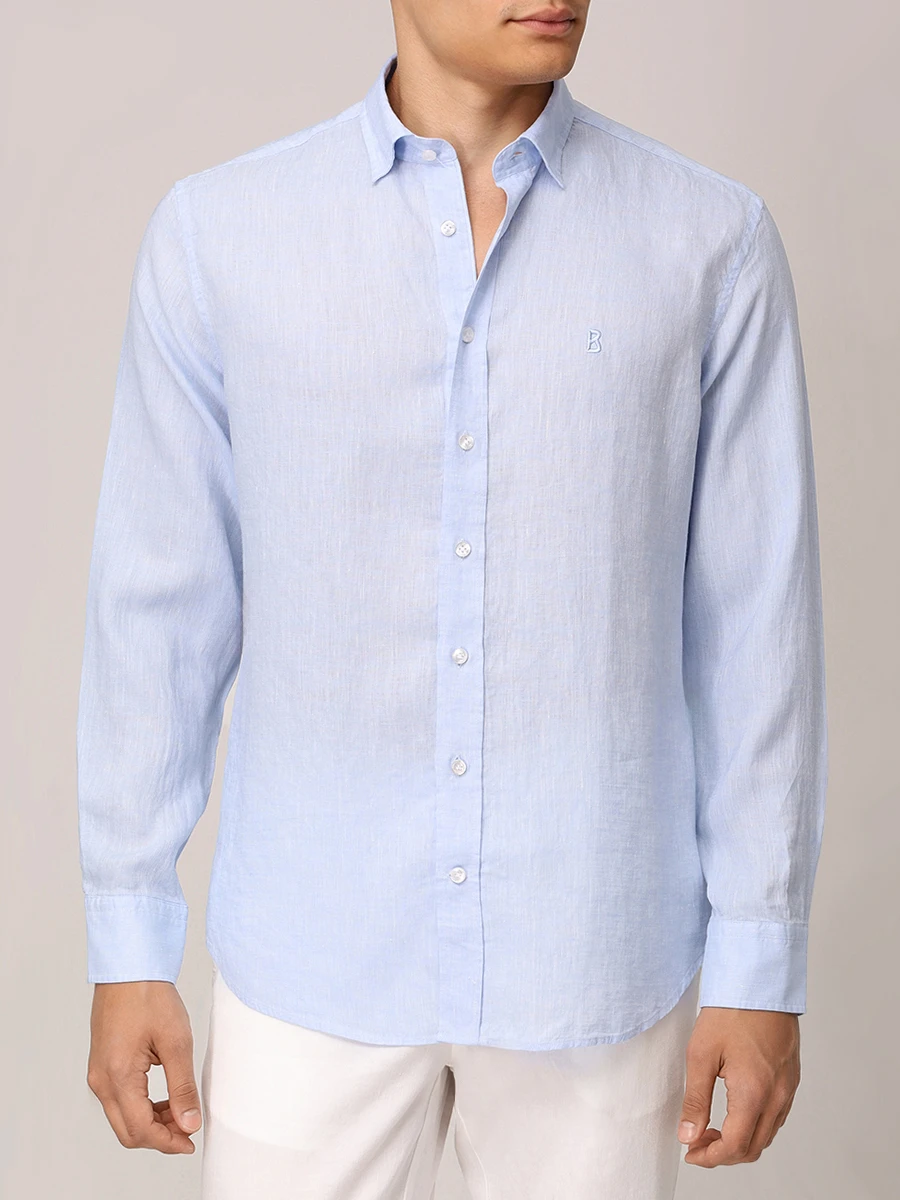 Рубашка Slim Fit льняная Timi BOGNER 58842973/331 TIMI Голубой  Фото 4