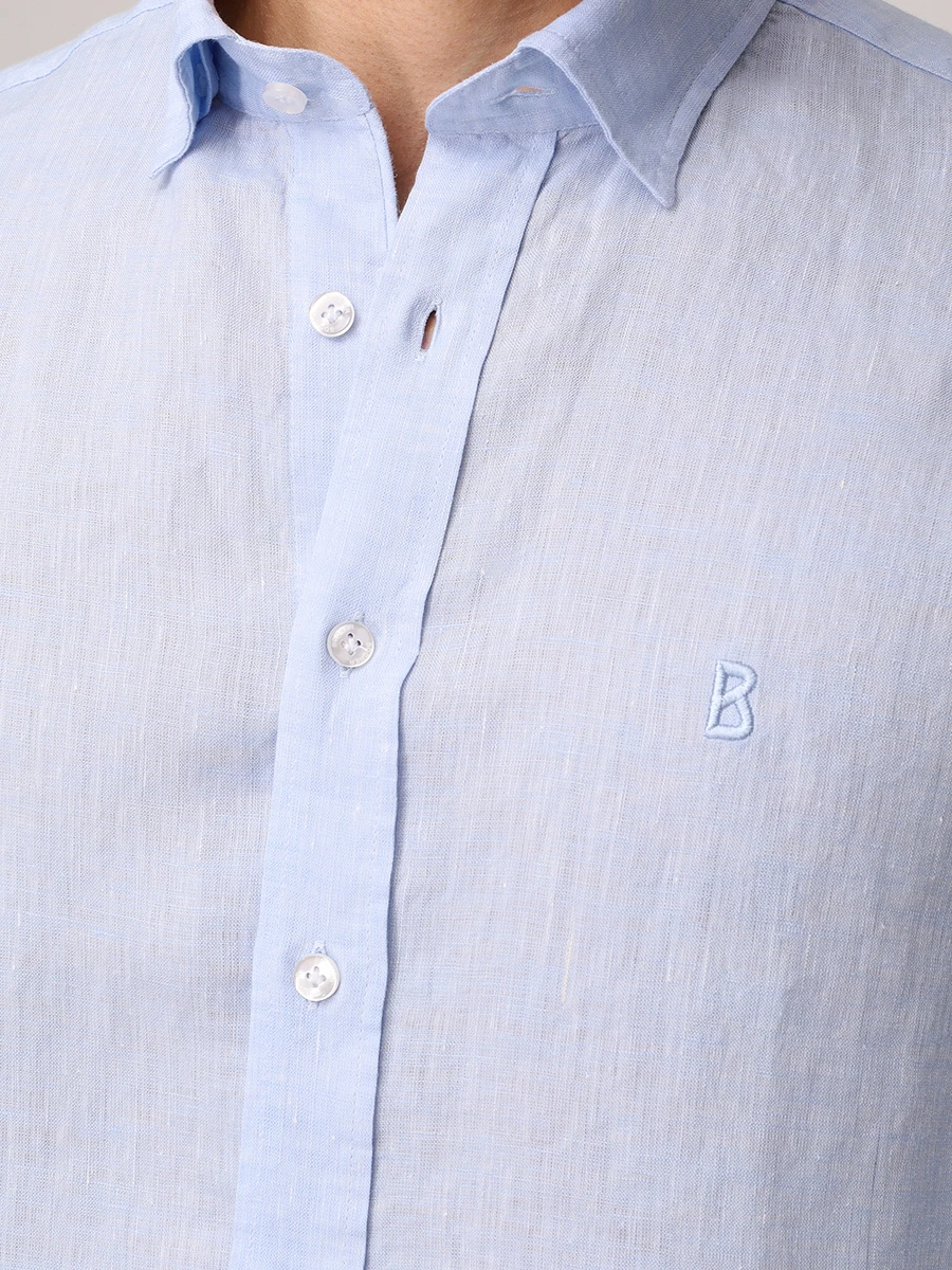 Рубашка Slim Fit льняная Timi BOGNER 58842973/331 TIMI Голубой  Фото 5