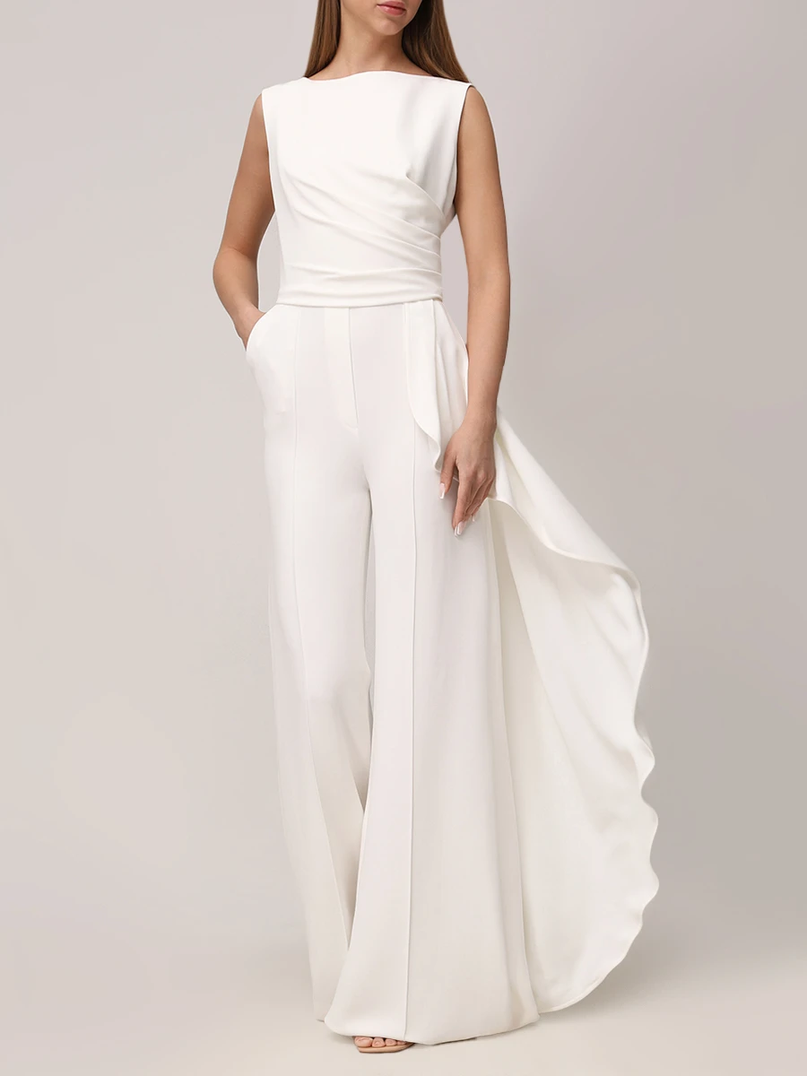 Комбинезон из вискозы и шелка ELIE SAAB JU076NR25 CD003 W0005 Белый  Фото 2