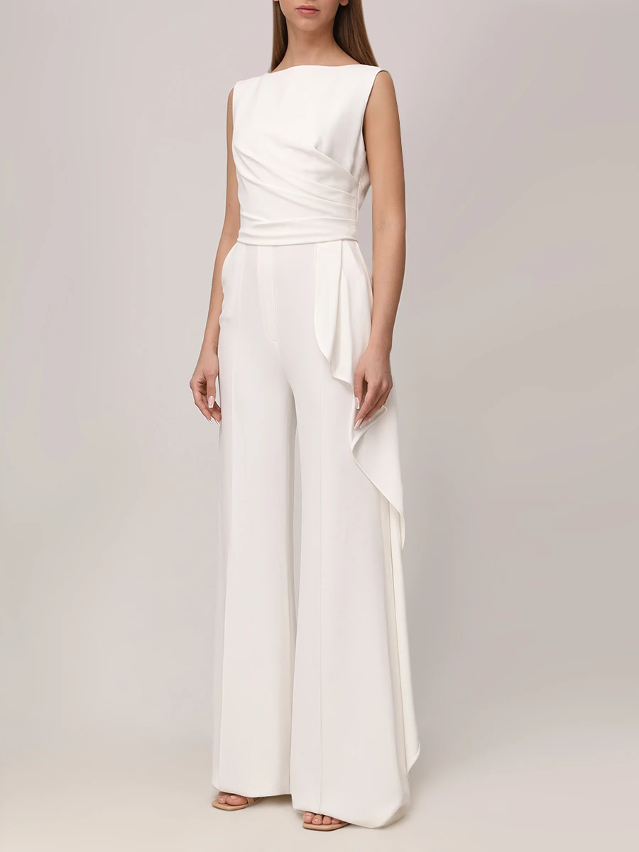 Комбинезон из вискозы и шелка ELIE SAAB JU076NR25 CD003 W0005 Белый  Фото 4