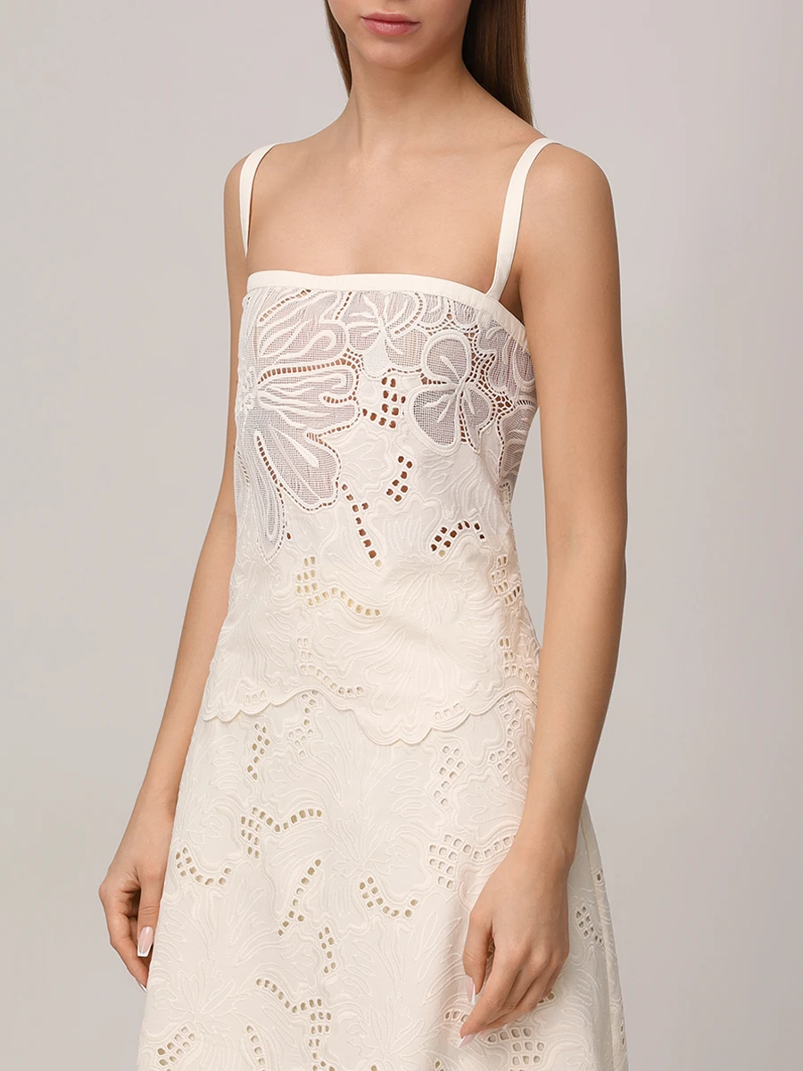 Топ с вышивкой ELIE SAAB TO142NR25 COE04 W0005 Белый  Фото 4