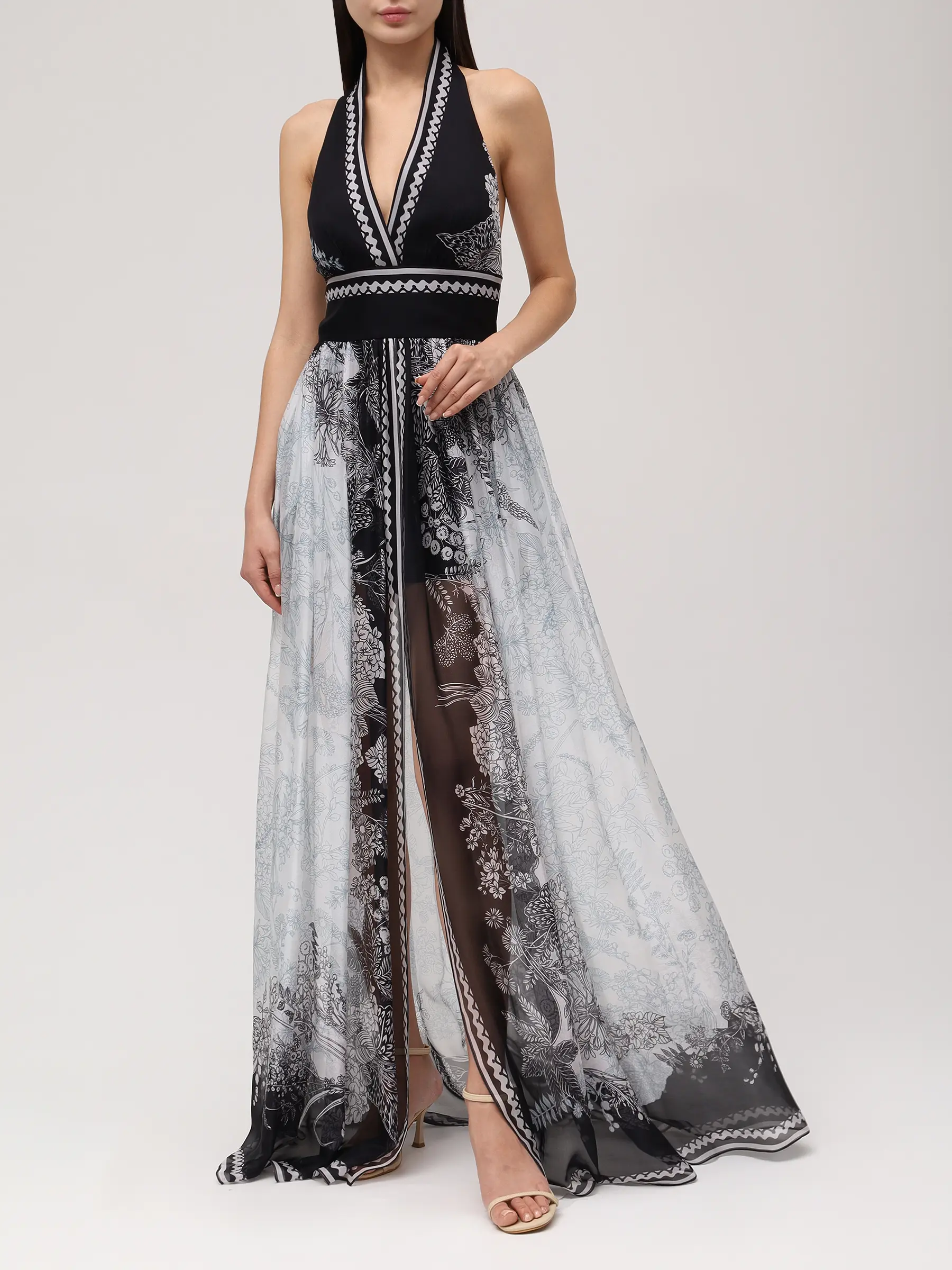 Платье шелковое ELIE SAAB D0555PR25 SI001 PR018 Черный  Фото 2