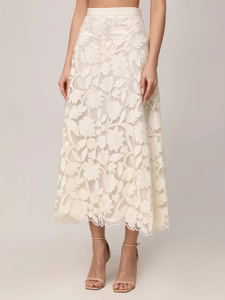 

Юбка с вышивкой, Белый, SK120NR25 TU012 W0005