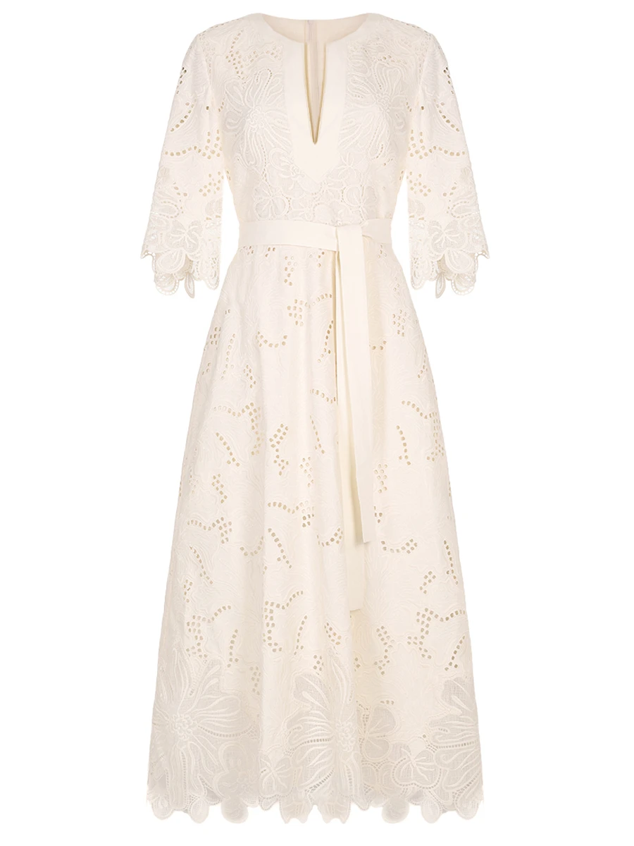 Платье с вышивкой ELIE SAAB D0498NR25 COE04 W0005 Белый 