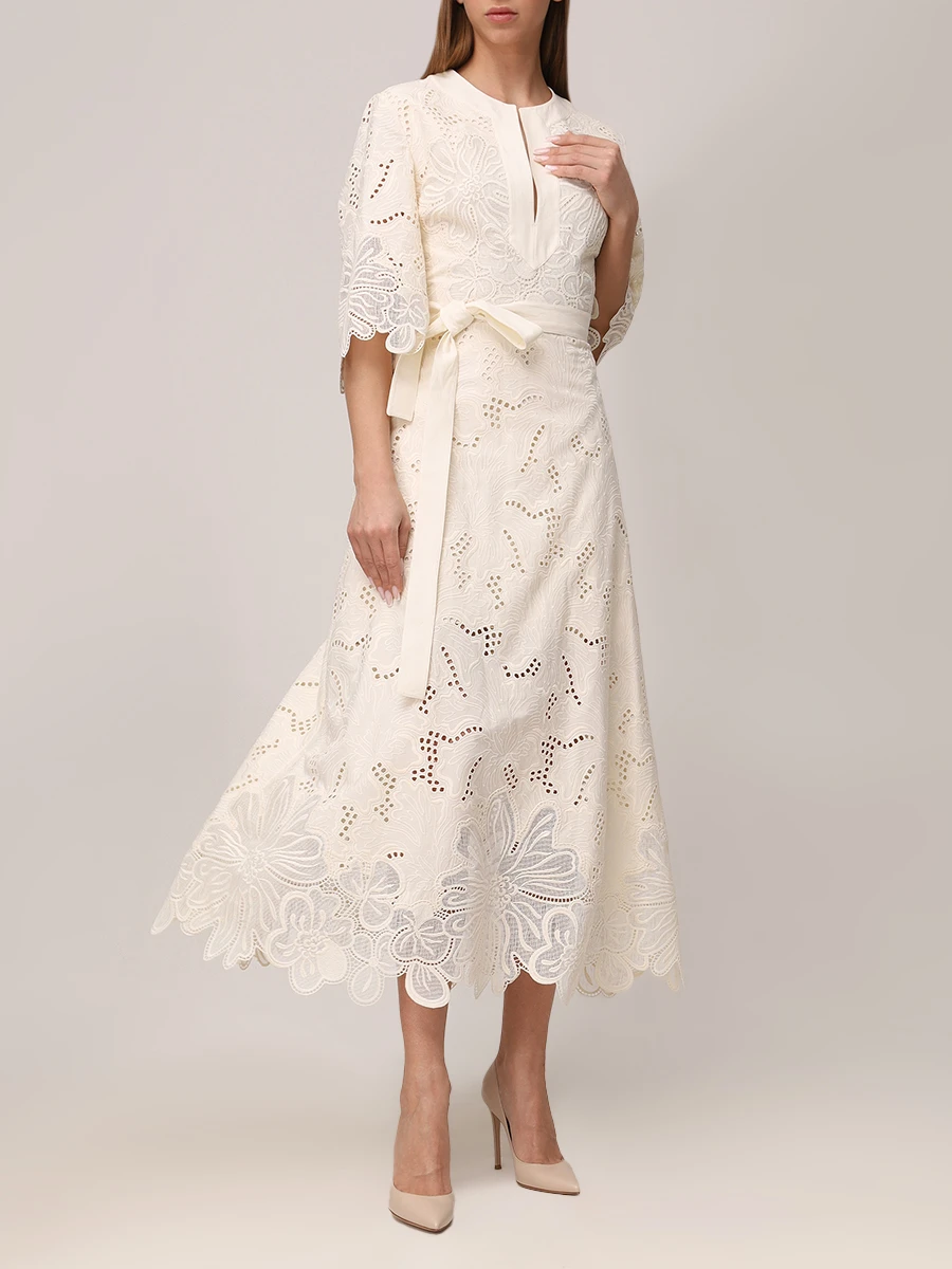 Платье с вышивкой ELIE SAAB D0498NR25 COE04 W0005 Белый  Фото 2