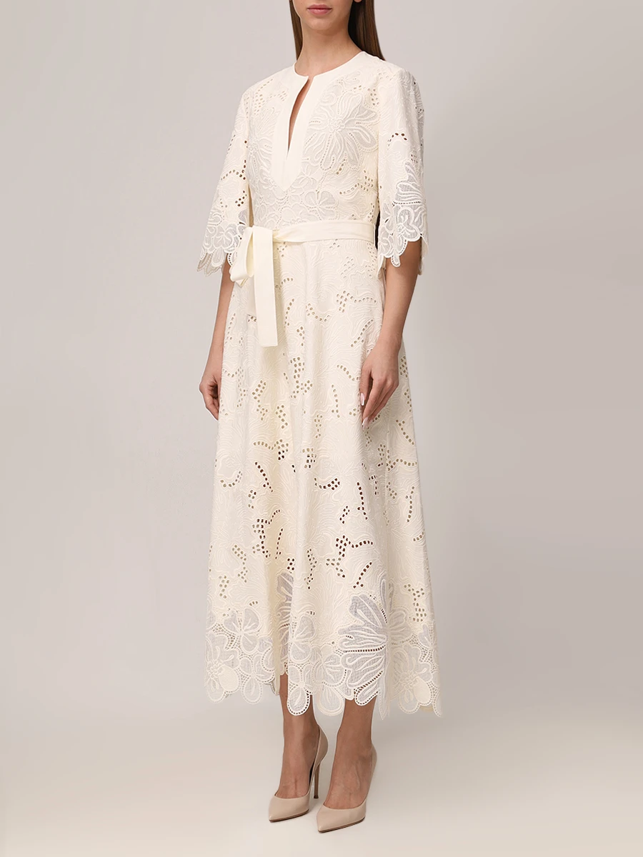 Платье с вышивкой ELIE SAAB D0498NR25 COE04 W0005 Белый  Фото 4