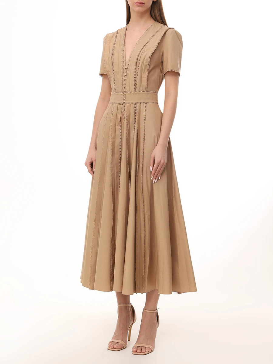 Платье хлопковое ELIE SAAB D0540NR25 PO009 BN002 Бежевый  Фото 4