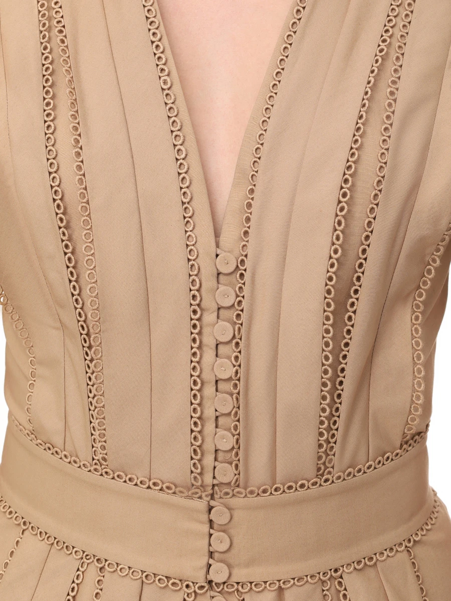 Платье хлопковое ELIE SAAB D0540NR25 PO009 BN002 Бежевый  Фото 6