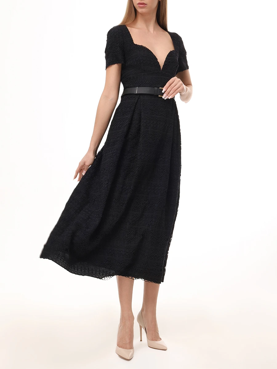 Платье однотонное ELIE SAAB D0532NR25 MC005 BK001 Черный  Фото 2