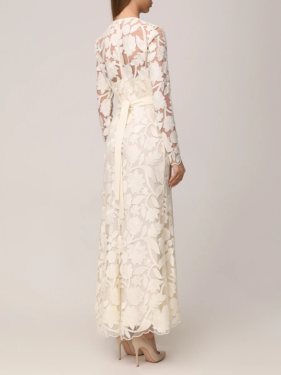 Платье с вышивкой ELIE SAAB D0490NR25 TU012 W0005 Белый  Фото 3