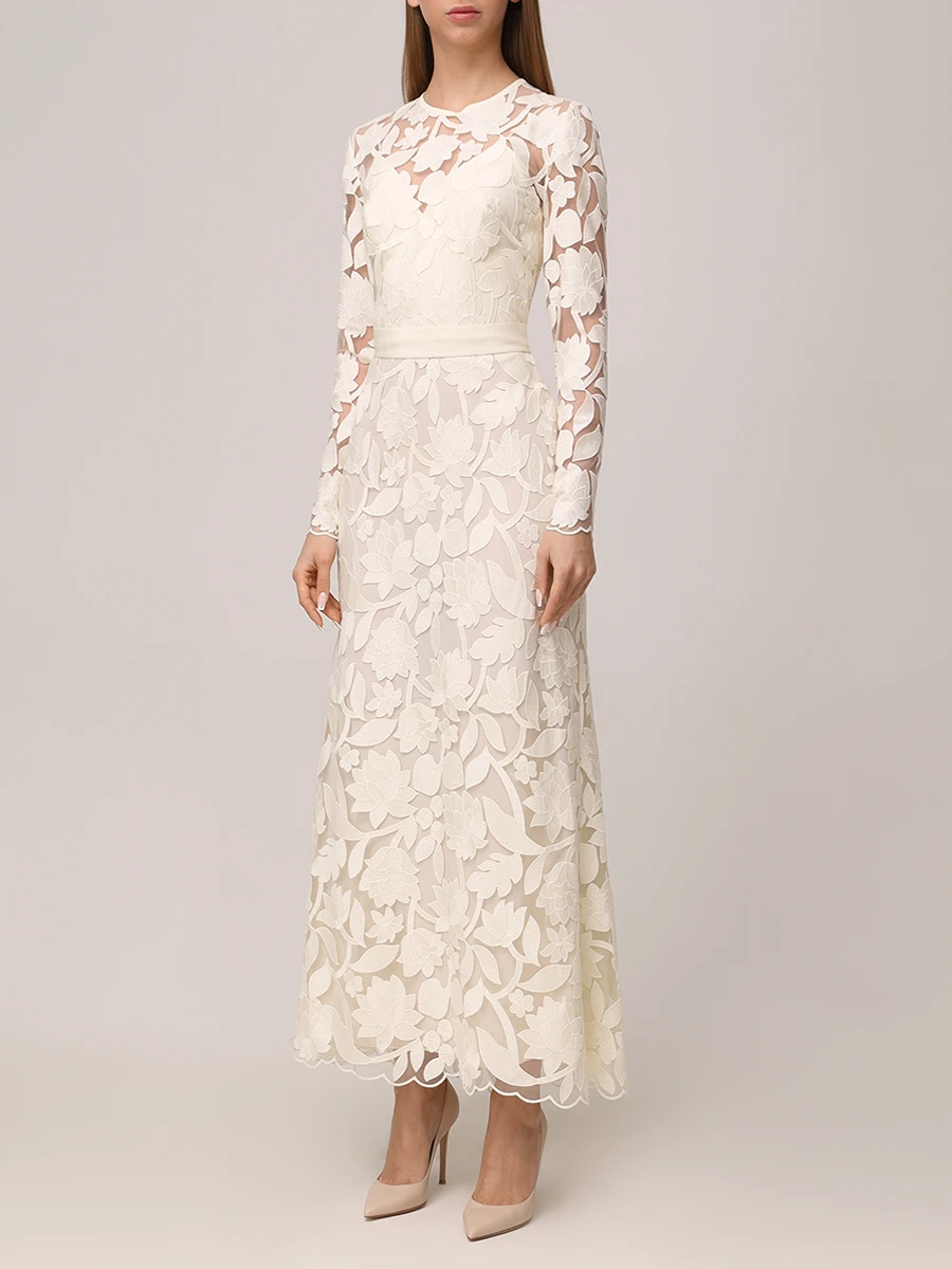 Платье с вышивкой ELIE SAAB D0490NR25 TU012 W0005 Белый  Фото 4