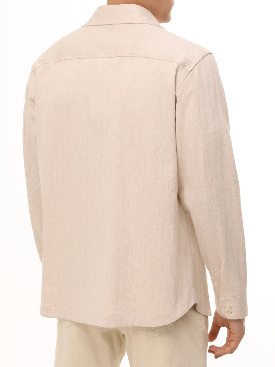 Рубашка из хлопка и льна BRETT JOHNSON SS25J05DONLINCNAT Бежевый  Фото 3