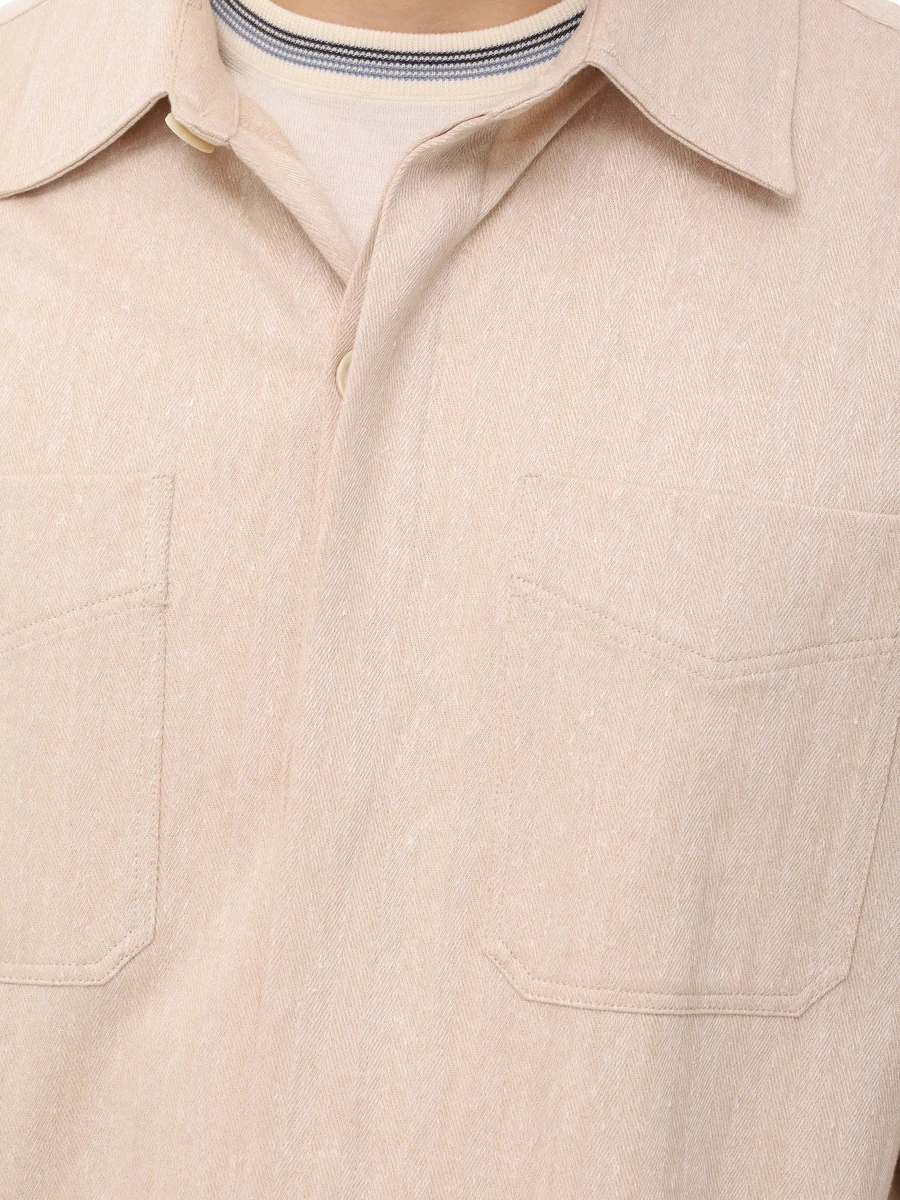 Рубашка из хлопка и льна BRETT JOHNSON SS25J05DONLINCNAT Бежевый  Фото 5