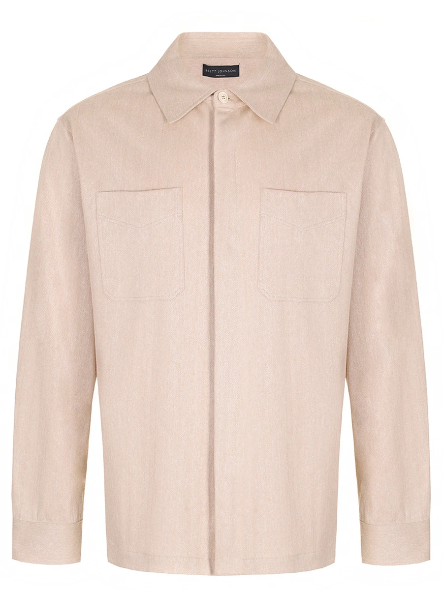 Рубашка из хлопка и льна BRETT JOHNSON SS25J05DONLINCNAT Бежевый 