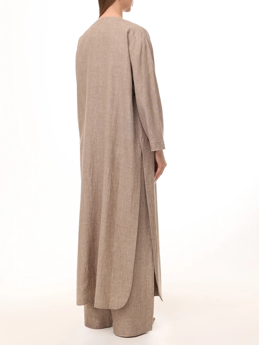 Пальто из льна и шерсти MANZONI 24 25PM444-SHLF Коричневый  Фото 3