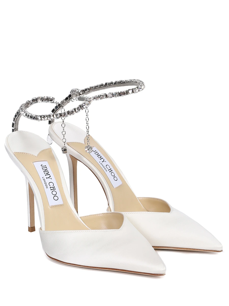 Туфли текстильные Saeda JIMMY CHOO SAEDA 100 BBD IVORY Белый  Фото 2