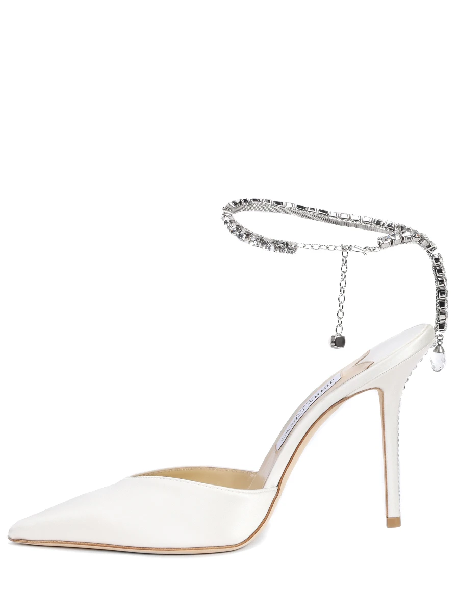Туфли текстильные Saeda JIMMY CHOO SAEDA 100 BBD IVORY Белый  Фото 3