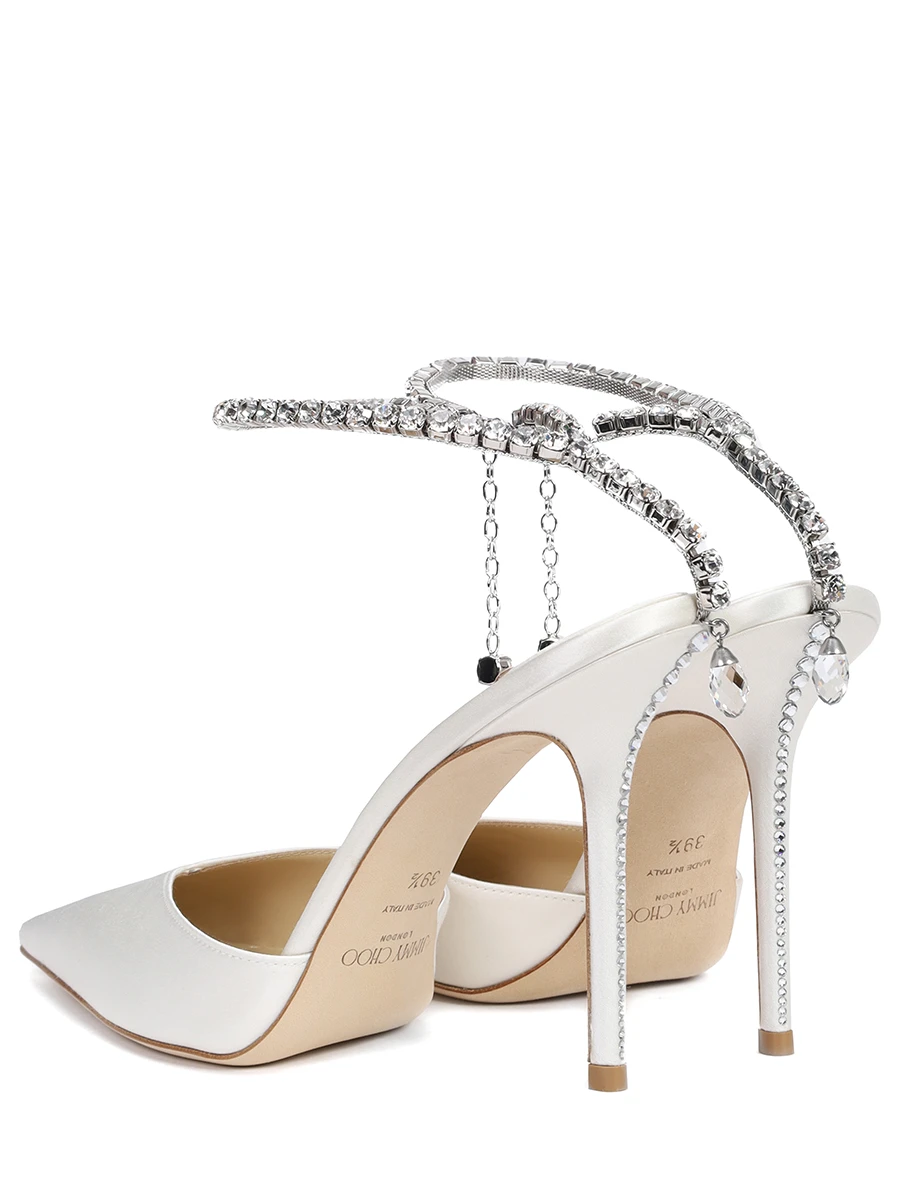 Туфли текстильные Saeda JIMMY CHOO SAEDA 100 BBD IVORY Белый  Фото 4