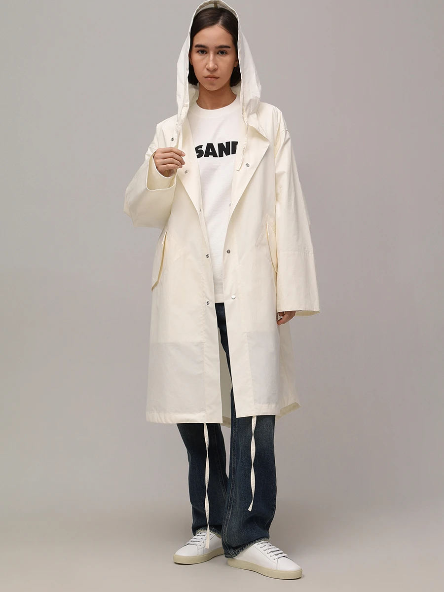 Плащ хлопковый JIL SANDER J04AH0002 J45026 103 Кремовый  Фото 2