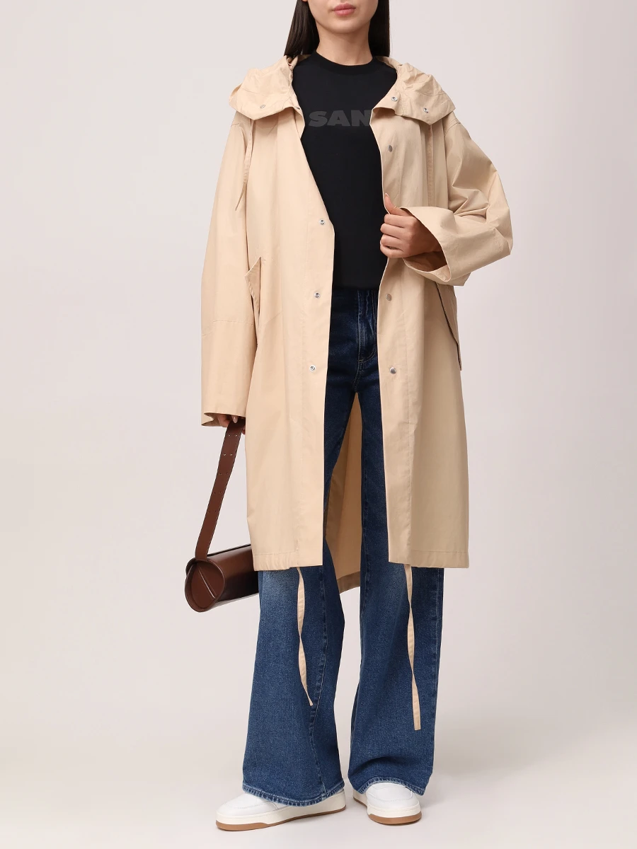 Плащ хлопковый JIL SANDER J04AH0002 J45026 236 Бежевый  Фото 3