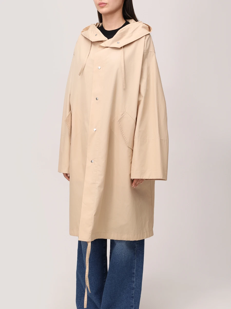 Плащ хлопковый JIL SANDER J04AH0002 J45026 236 Бежевый  Фото 5