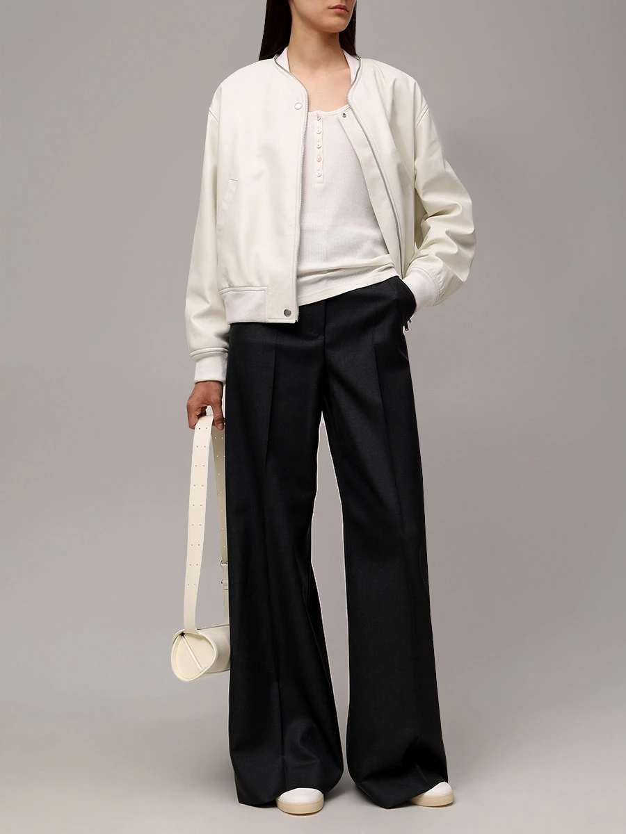 Куртка кожаная JIL SANDER J04BN0104 J07173 102 Кремовый  Фото 3