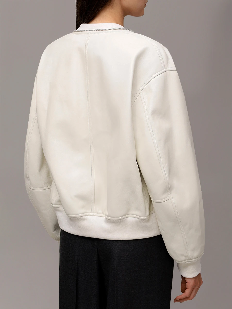 Куртка кожаная JIL SANDER J04BN0104 J07173 102 Кремовый  Фото 4