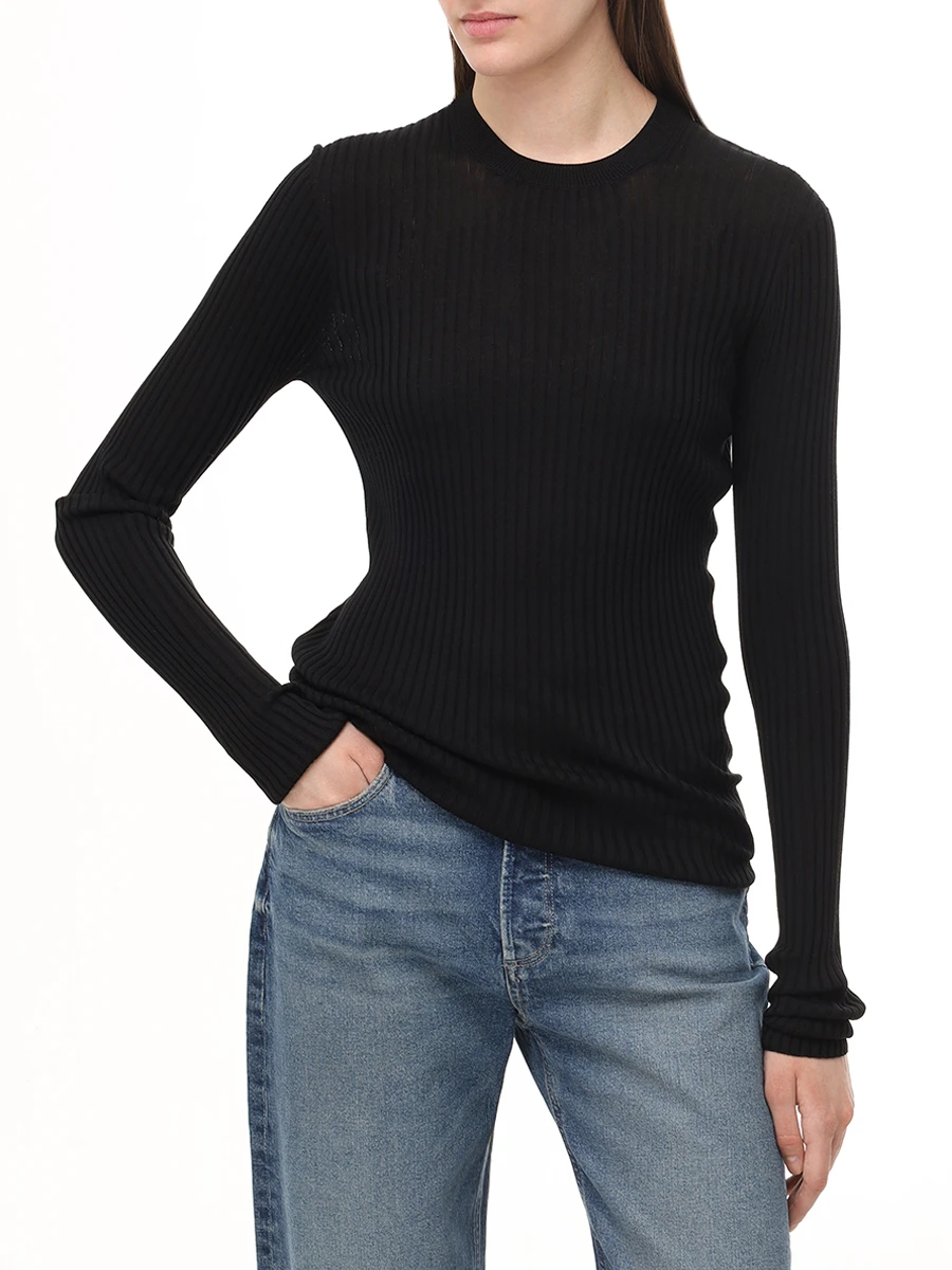 Джемпер шелковый JIL SANDER J04GP0111 J16137 001 Черный  Фото 4